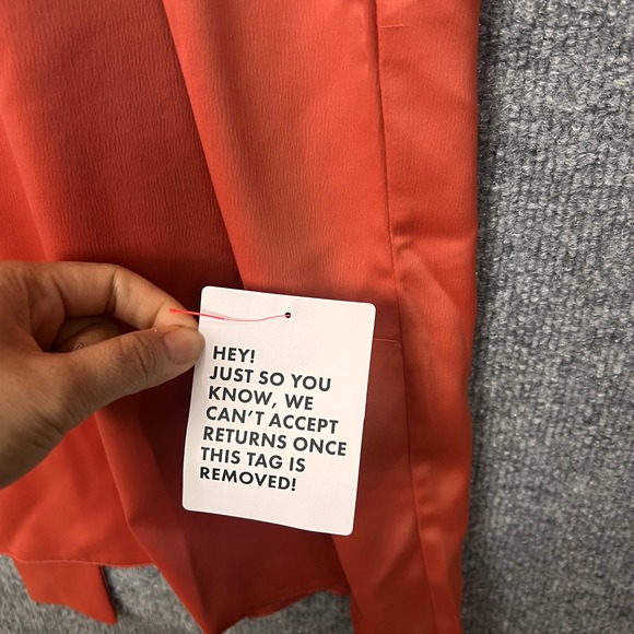 NEW ASOS Coral Orange Satin Maxi Dress Long Sleeve Tie Waist Elegant Formal‎ 10 - Picture 9 of 12